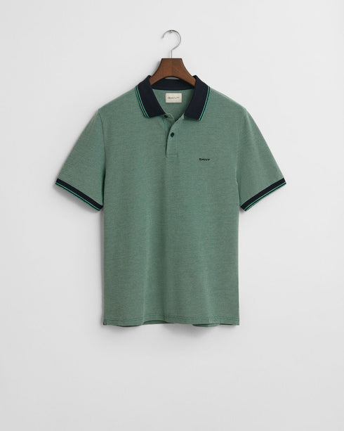 Gant Oxford S/S Pique Polo Tee Shirt Green/Navy